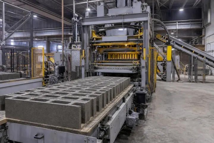CMU manufacturing floor at 3R Blocks LLC in Bensalem, PA