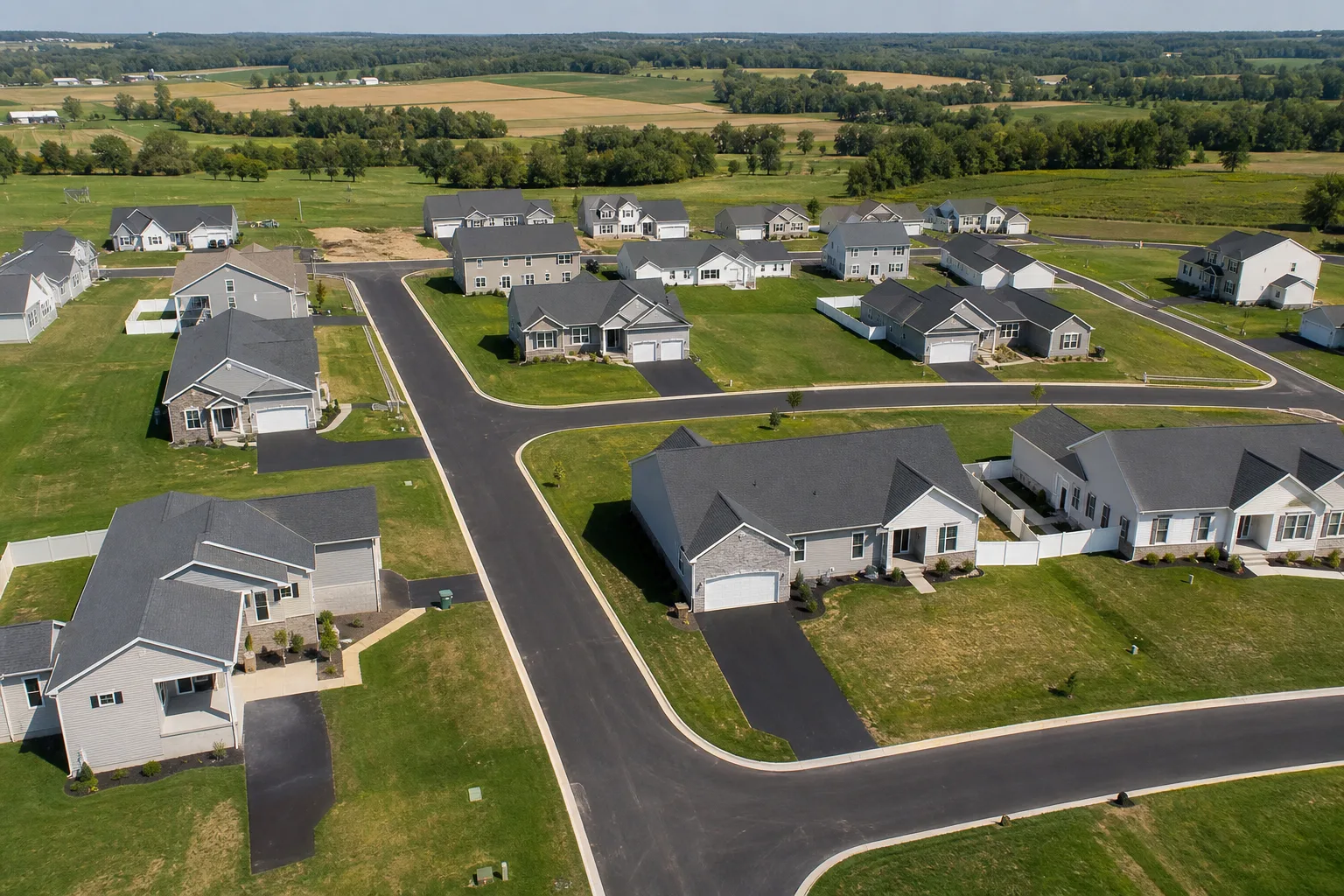 Drone view of residential project with CMU foundations